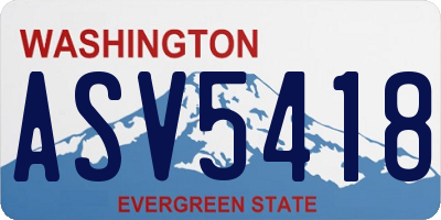 WA license plate ASV5418