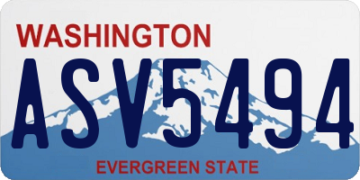 WA license plate ASV5494