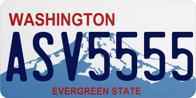 WA license plate ASV5555