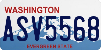 WA license plate ASV5568