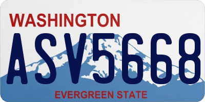 WA license plate ASV5668
