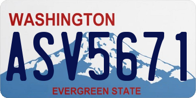 WA license plate ASV5671