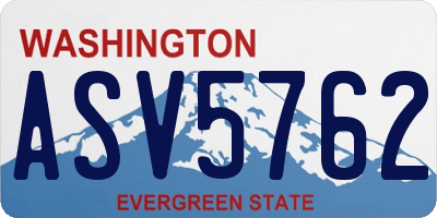 WA license plate ASV5762