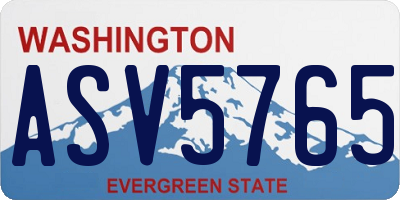 WA license plate ASV5765