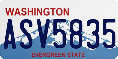 WA license plate ASV5835