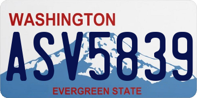 WA license plate ASV5839