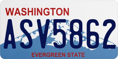 WA license plate ASV5862