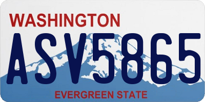 WA license plate ASV5865