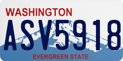 WA license plate ASV5918