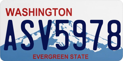 WA license plate ASV5978