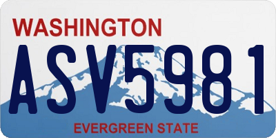 WA license plate ASV5981