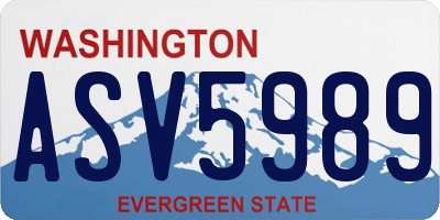 WA license plate ASV5989