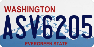 WA license plate ASV6205