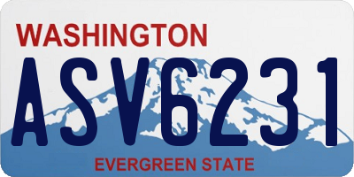 WA license plate ASV6231