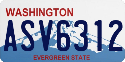 WA license plate ASV6312