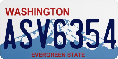 WA license plate ASV6354