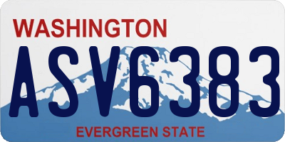 WA license plate ASV6383