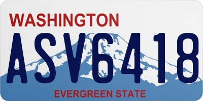 WA license plate ASV6418