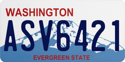 WA license plate ASV6421