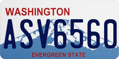 WA license plate ASV6560