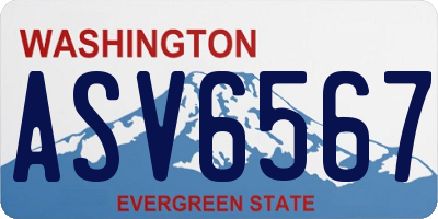 WA license plate ASV6567