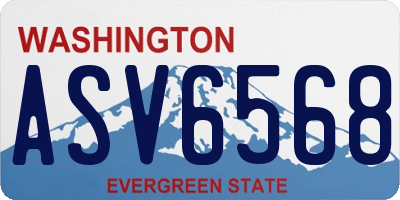 WA license plate ASV6568