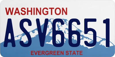 WA license plate ASV6651