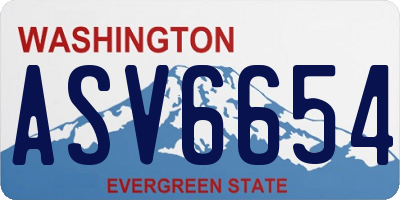 WA license plate ASV6654