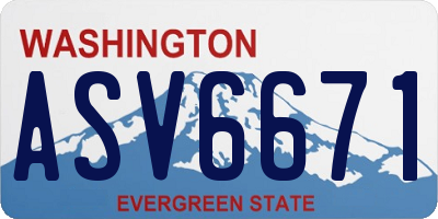 WA license plate ASV6671