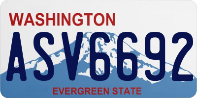 WA license plate ASV6692