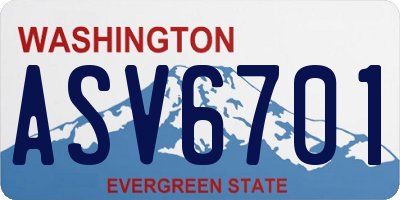 WA license plate ASV6701