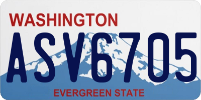 WA license plate ASV6705
