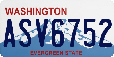 WA license plate ASV6752