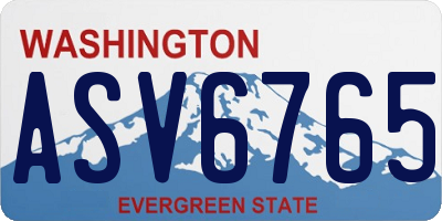 WA license plate ASV6765