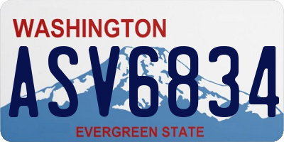 WA license plate ASV6834