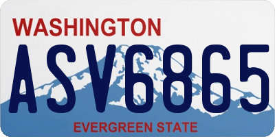 WA license plate ASV6865