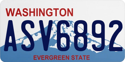 WA license plate ASV6892