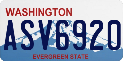 WA license plate ASV6920