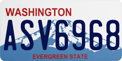 WA license plate ASV6968