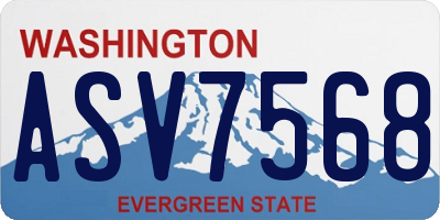 WA license plate ASV7568