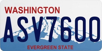WA license plate ASV7600