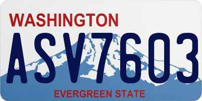 WA license plate ASV7603
