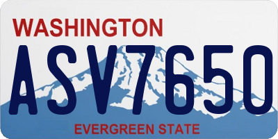 WA license plate ASV7650