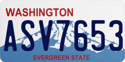 WA license plate ASV7653