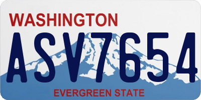 WA license plate ASV7654