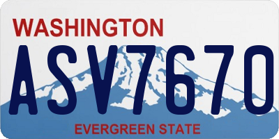 WA license plate ASV7670