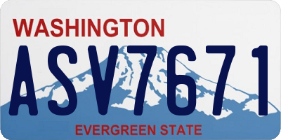 WA license plate ASV7671