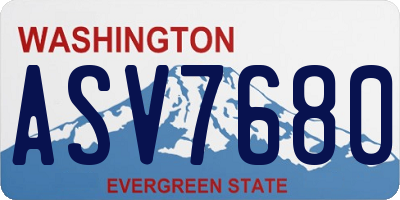 WA license plate ASV7680