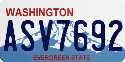 WA license plate ASV7692