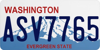 WA license plate ASV7765